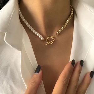 Anthropologie Gold and White Pearl Necklace